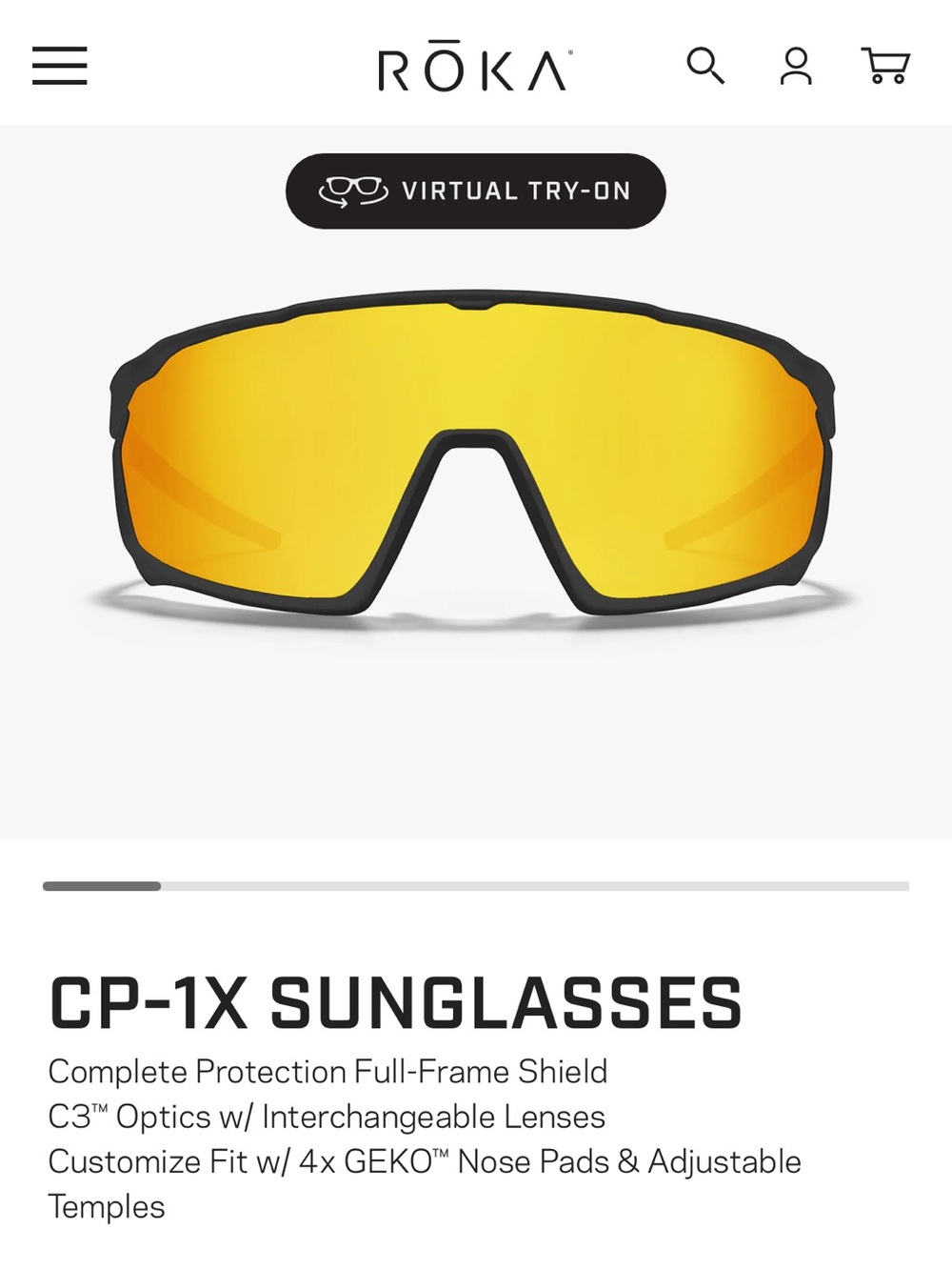 ROKA CP-1X Sunglasses - MATTE Black Frame with GOLD Lens